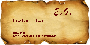 Eszlári Ida névjegykártya